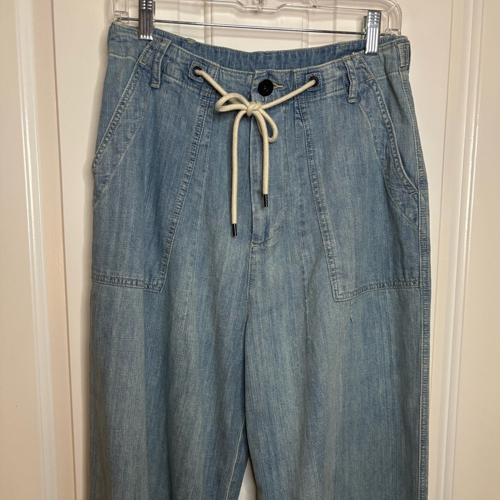 EUC James Perse Womens Light Blue Drawstring Denim Utility Pant size 26 - Picture 2 of 10